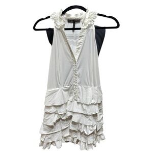 BCBGMaxAzria Pearl White Ruffle Tiered Halter Mini Dress Summer Event Size 6